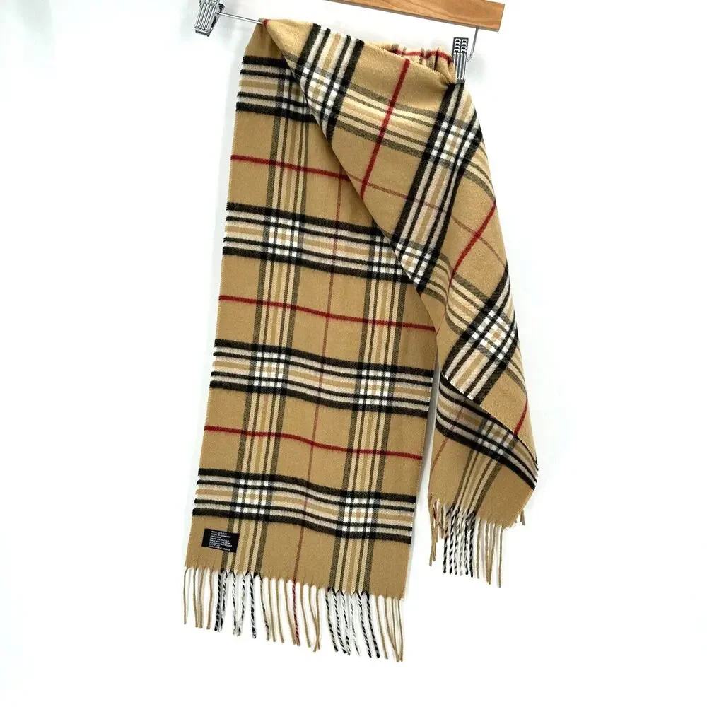 Womens Plaid Scarf Tan Black‎ Red 53